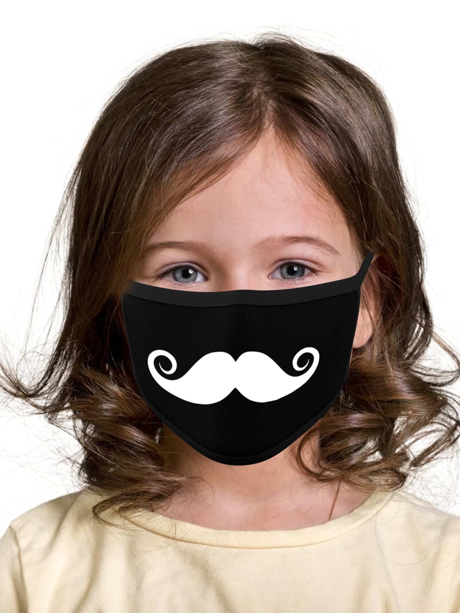 Face Mask Kids Reusable Face Masks Washable 2 Layered Children Face Mask Kawaii Face Mask with Mustache Face Cover Fun Ages 4 to 10