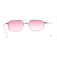 thumbnail image 2 of Mens Old School Double Bridge Narrow Rectangle Metal Rim Sunglasses Silver Pink, 2 of 4