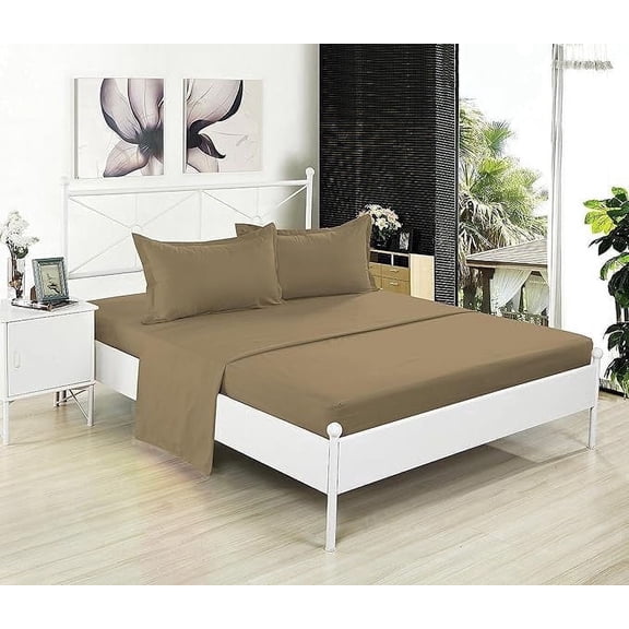 Twin Sheet Set - 1800 Ultra-Soft Microfiber Twin Bed Sheets - Double Brushed - Deep Pockets - Easy Fit – Wrinkle Free - Comfy - 3 Piece Set - Bedding Sheets & Pillowcases (Twin, Taupe)