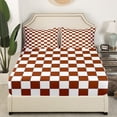 thumbnail image 3 of Erosebridal Brown Checkered Bed Sheets Full White Coffee Checkerboard Sheet Set,Plaid Grid Bedding Teen Men Aesthetic Geometric Bed Sheet Set 4 Piece, 3 of 6