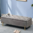 thumbnail image 7 of Andeworld Ottoman with Storage Bench, Modern Velvet Upholstered Rectangular Tufted Footstool Bench, Large Storage Bench for Bedroom,Living Room,Entryway (Grey), 7 of 7