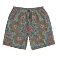 thumbnail image 2 of Honeii's Snowflake Colorful Print Men's Casual Shorts with Drawstring，Swim Trunks Quick Dry Beach Shorts, 2 of 5