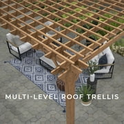 Backyard Discovery Beaumont 14'x12' Cedar Wood Patio Pergola Kit, Trellis Roof, PowerPort