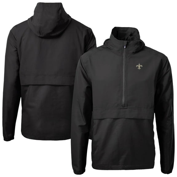 Men's Cutter & Buck Black New Orleans Saints Charter Eco Recycled Anorak Half-Zip Jacket