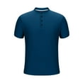 thumbnail image 4 of Betivan Men's Solid Color Round-Neck Button Short Sleeved Shirt Casual Sportswear Blouse Shirt, 4 of 6