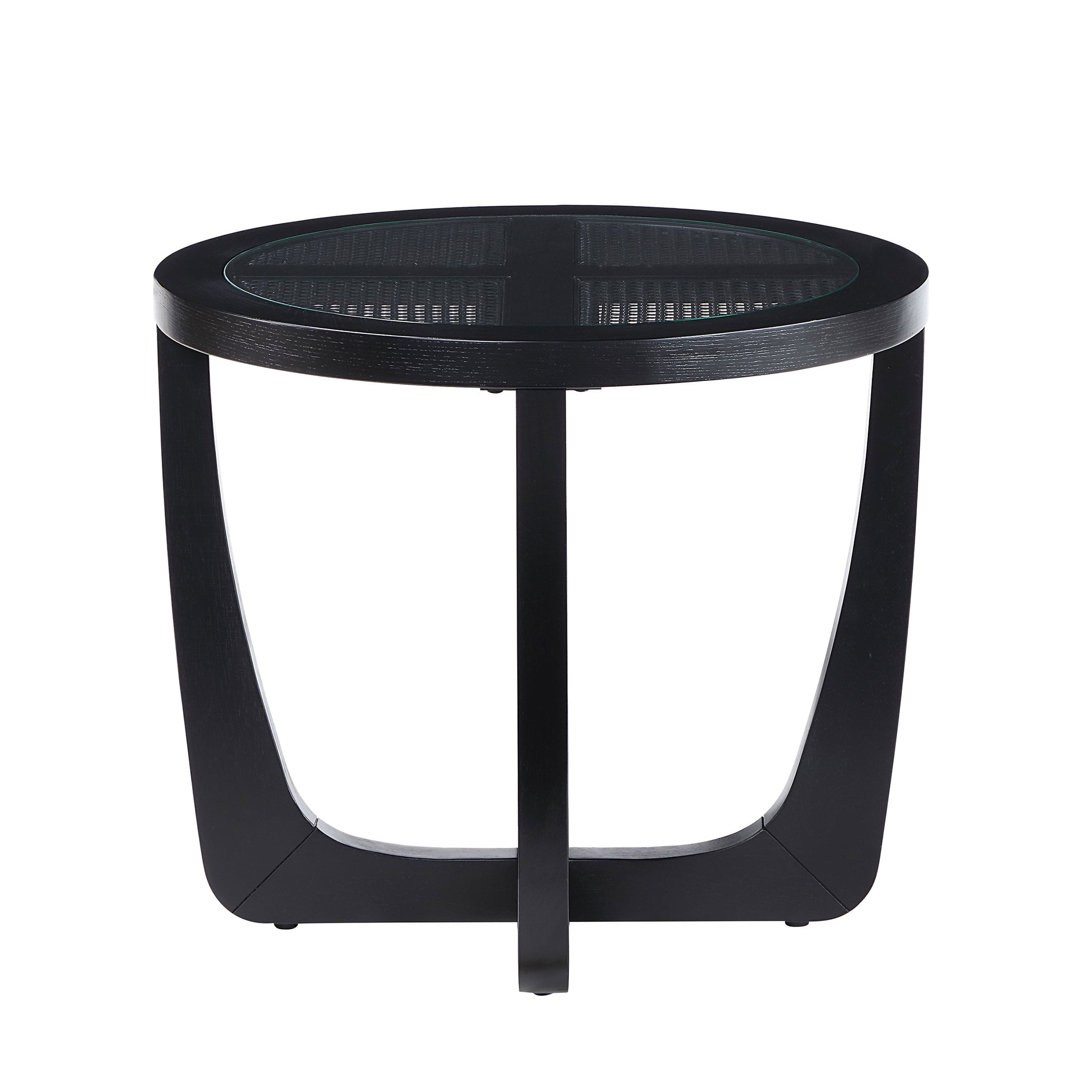 Beautiful Glass Rattan End Table, Black
