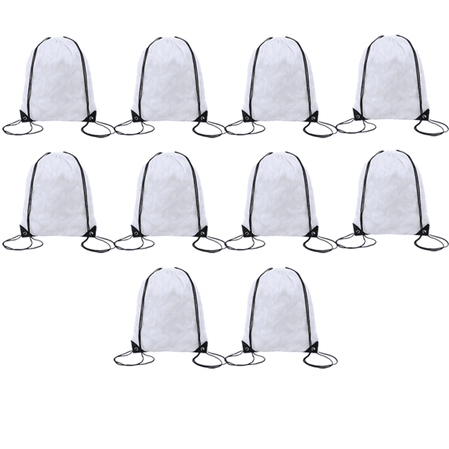 Polyester Drawstring Bag Sports Marathon Drawstring Bag Storage Bag Drawstring Bag White,10 * Drawstring bag,White