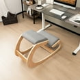 thumbnail image 2 of Gymax Ergonomic Kneeling Chair Wood Rocking Posture Stool w/ Cushion Back Neck Grey, 2 of 10