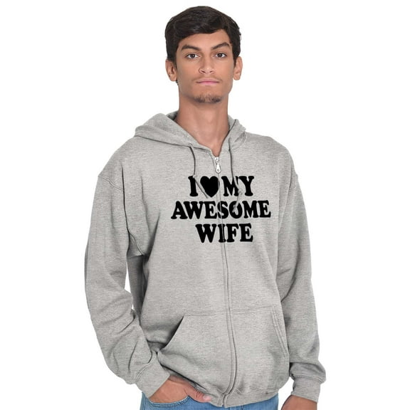 I Love My Awesome Wife Cute Husband Zip Hoodie Sweatshirt Men Brisco Brands S