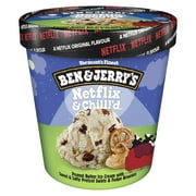 Ben & Jerry's Netflix & Chill Peanut Butter Ice Cream Kosher Milk Cage-Free Eggs, 1 Pint