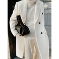 thumbnail image 4 of Womens Long Wool Coats Fall Winter Double Breasted Trench Coat Peacoat White XXL, 4 of 7