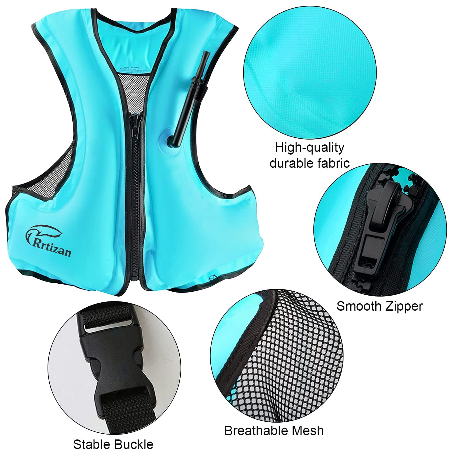 Adults Inflatable Swim Vest, Portable Snorkel Vest for Men/Women, Buoyancy Aid Jackets, Blue, L/XL