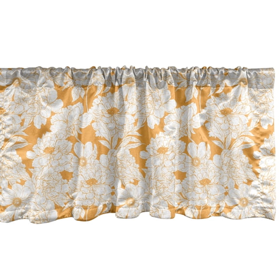 Floral Window Valance, Summer Time Flowers Drawn by Hand Foliage Elements Outdoor Flourishes, Curtain Valance for Kitchen Bedroom with Rod Pocket, 54" X 18", Pale Orange and White, by Ambesonne