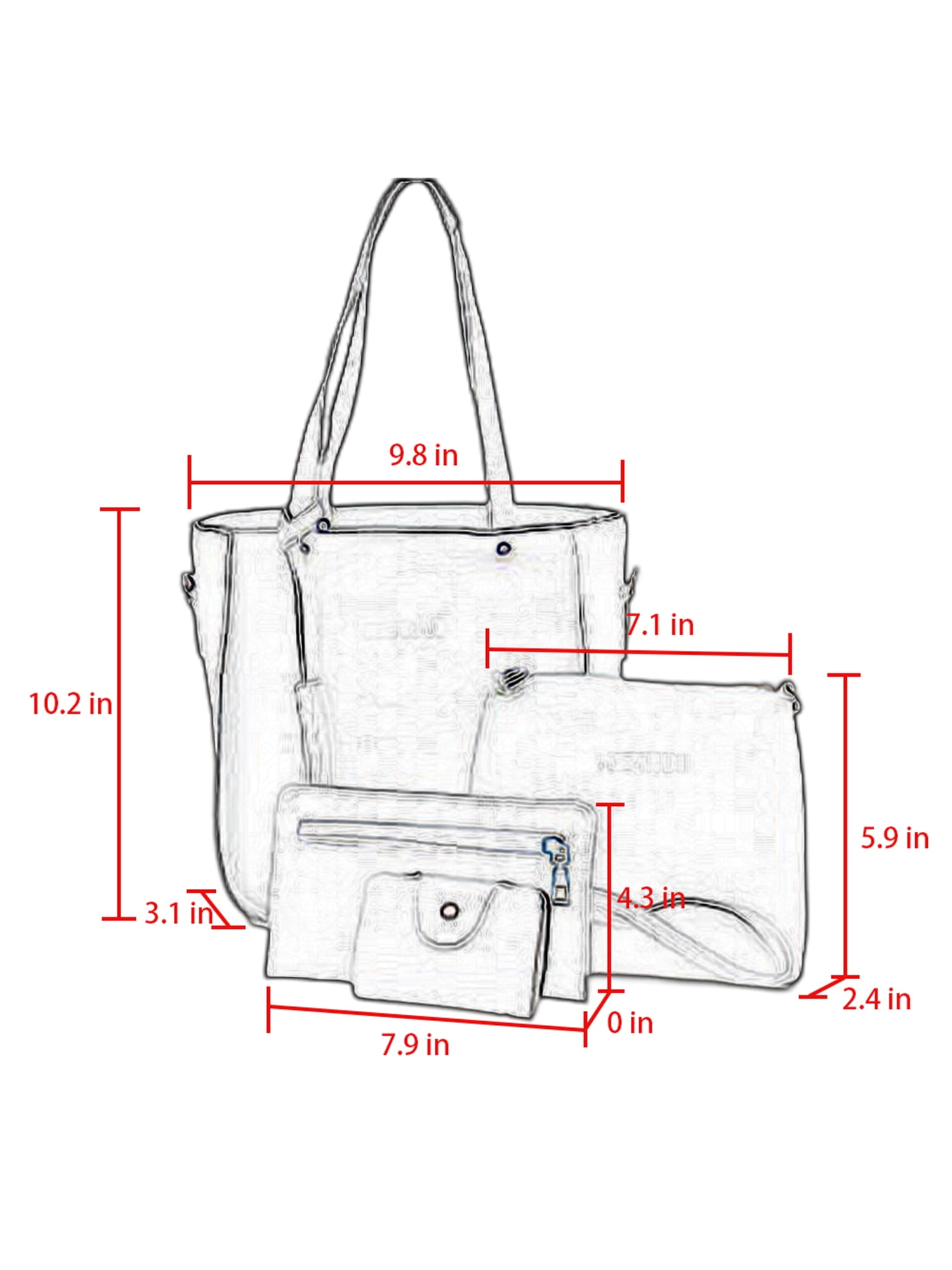 Colisha 4Pcs Women Leather Tote Handbag Shoulder Bags Fashion Top