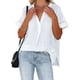thumbnail image 5 of VISgogo, camisetas de manga corta para mujer, Color sólido/estampado, verano, cuello en V, blusas casuales sueltas, blusa, ropa de calle VISgogo moda, 5 of 9