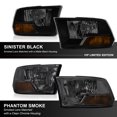 thumbnail image 6 of VIPMOTOZ Black Smoke OE-Style Dual Beam Headlight Headlamp Assembly For 2009-2018 Dodge RAM 1500 2500 3500 Pickup Truck, Driver & Passenger Side, 6 of 9