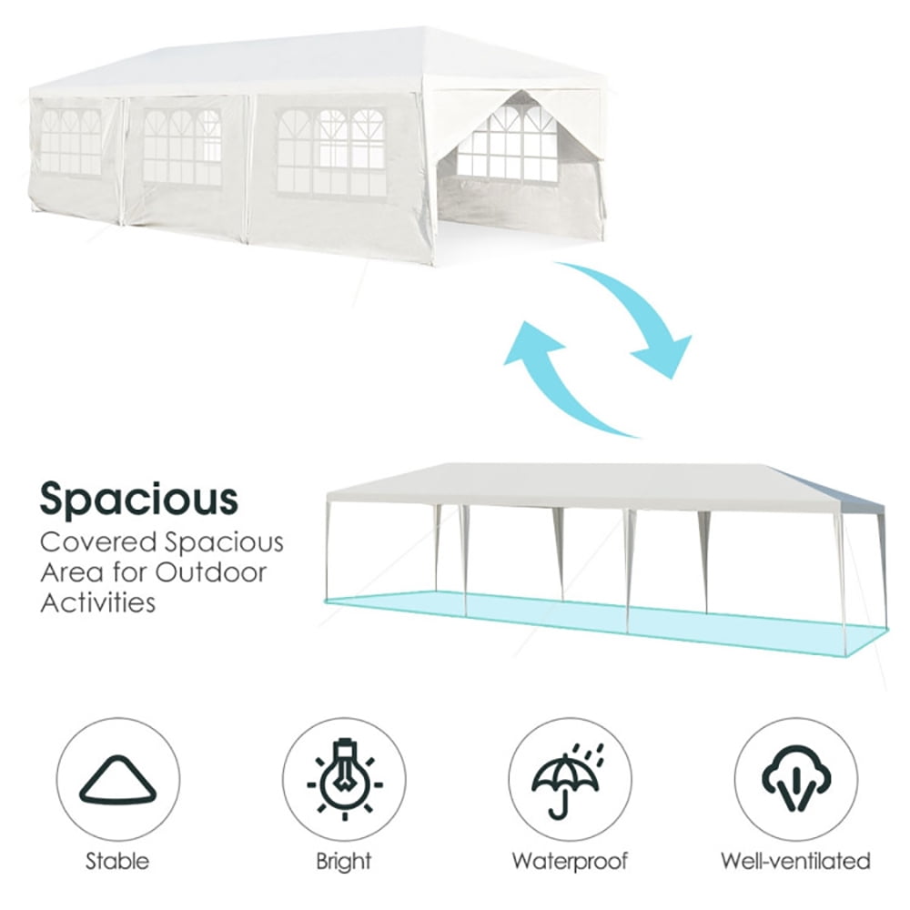 Aimee Lii 10 x 30 Feet Outdoor Canopy Tent with 6 Removable Sidewalls and 2 Doorways for Party Wedding BBQ Events, White