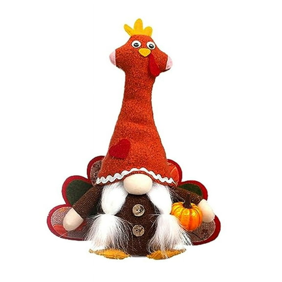 Fall Gnomes Plush, Handmade Thanksgiving Glowing Turkey Autumn Decorations Harvest Gift, Home Kitchen Decor Supplies B