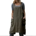 thumbnail image 6 of Square Apron Baking Cooking Gardening Works Cross Back Cotton/Linen Blend Dress with 2 Pockets, 6 of 8