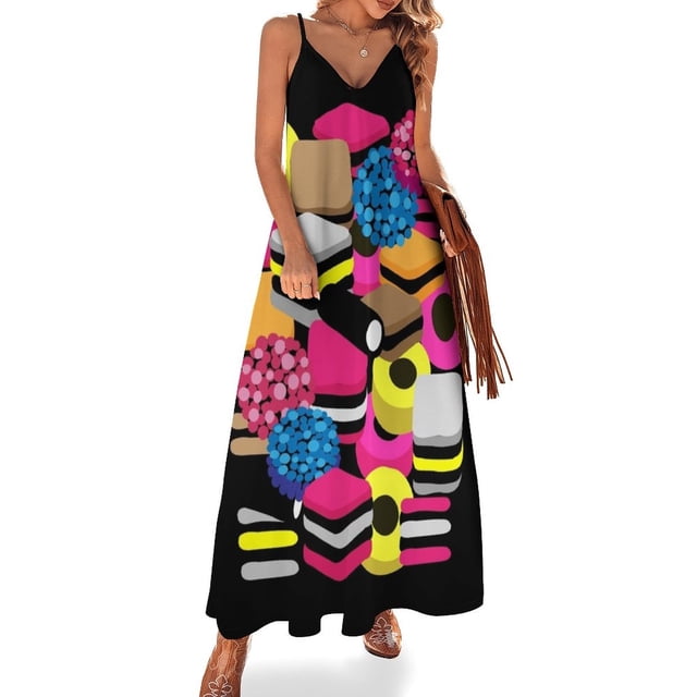 Vestido sin mangas con imagen de regaliz Vestidos de noche Vestido de noche de mujer 2024 Vestido para mujer Ropa de verano para mujer