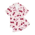thumbnail image 2 of Summer Flower Pajamas Sets for Women Short Sleeve Top and Shorts Pj Set Buttoned Drawstring Waist Lounge Set, 2 of 5