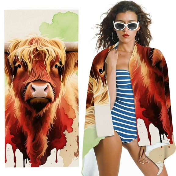 RKSupls fluffy bull Oversized Microfiber Beach Towel, Ultra-Soft Microfiber Suitable for Bathroom, Beach, Soft Super Absorbent- 30x60 in