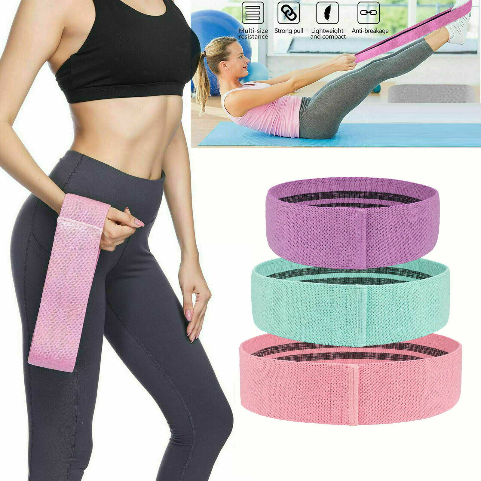 Fabric Resistance Bands Heavy Duty Hip Booty Leg Bands Set Circle Glute Nonslip