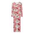 thumbnail image 3 of Lorytime Women Christmas Pajamas Set Santa Claus Long Sleeved V-Neck Tops Elastic Waist Pants Cozy Loungewear Gift, 3 of 4