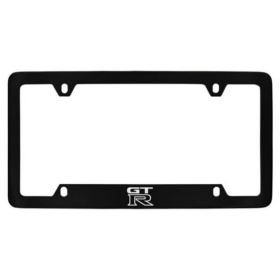 Nissan GTR Black Coated Metal Bottom Engraved License Plate Frame Holder
