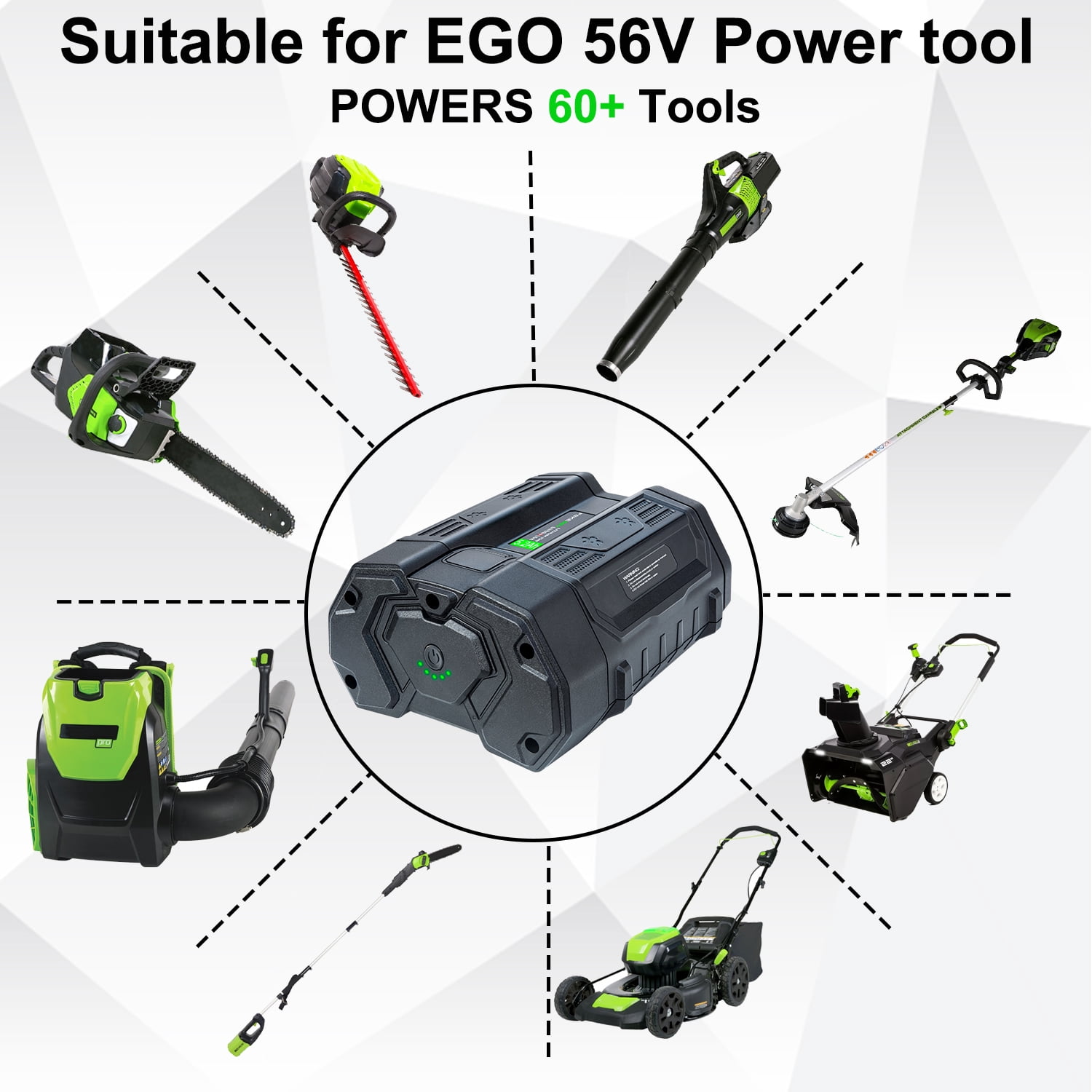 FSKE Replacement for EGO 56V Battery 5.2Ah BA2800 BA4200 BA1400, Compatible with All 56 Volt CS1604 CS1804 CS1403 HT2400 LB6504 LB5804 LB6500 LB4800 HTA2000 PH1400