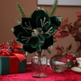 thumbnail image 4 of Glitter Christmas Flowers Large Velvet Magnolia Artificial Floral Ornaments Flocked Fabric Magnolia with Glitter for Christmas Tree Wreath Decor Wedding Centerpiece 9 Inch, 4 of 6