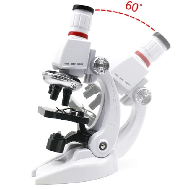 Microscopio educativo de juguete con soporte para teléfono 100x-1200x