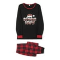 thumbnail image 4 of Elippeo Christmas Family Pajamas Matching Set, Long Sleeve Letters Print T-shirt with Plaid Pants Sleepwear Loungewear, 4 of 10