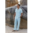 thumbnail image 4 of COOFANDY Men's 2 Piece Casual Linen Outfit - Beach Button Down Shirt & Loose Pant Sets, 4 of 16