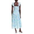 thumbnail image 2 of Sail to Sable womens  Flutter Strap Smocked Linen-Blend Midi Dress, m, Blue, 2 of 3
