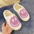 thumbnail image 2 of PacificPlex Womens Smiley Fuzzy Preppy Smile Slippers Retro Cozy Comfy Plush Warm Slip-on Happy Face Slippers Winter Casual Indoor Soft Fluffy House Shoes (8-8.5, Purple), 8-8.5, Purple, 2 of 7