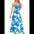 thumbnail image 1 of Vestido de Verano 2025 para Mujer, con Estampado Floral, Lazo Frontal, Tirantes Finos, Informal, Bohemio, , Fluido, Azul , L, 1 of 6