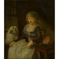 thumbnail image 2 of Adriaen de Lelie 20x23 Gold Ornate Framed and Double Matted Museum Art Print Titled - Elderly Woman with Her Dog (1789), 2 of 4