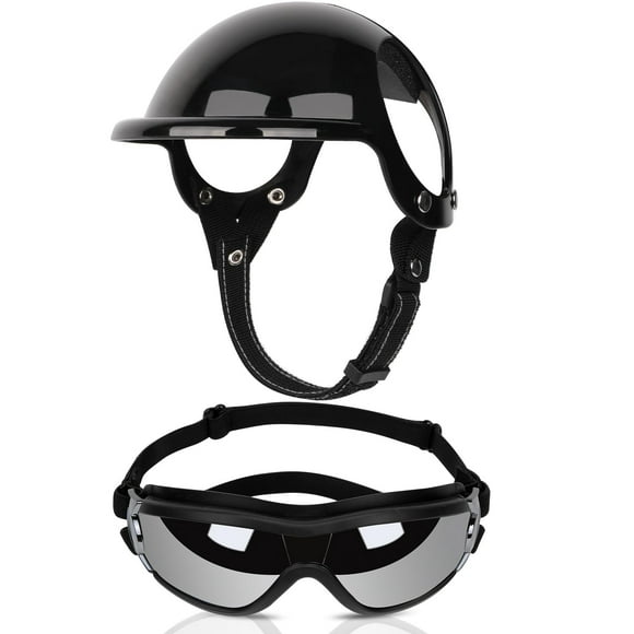 SlowTon Dog Helmet and Goggles Large - UV Protection Doggy Sunglasses Dog Glasses Pet Hat Motorcycle Helmets with Ear Holes, Dogs Hard Hat Doggy Sunglasses for