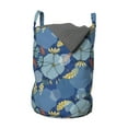 thumbnail image 1 of Floral Laundry Bag, Doodle Flowers Bohemian Spring Bloom Spring Season, Hamper Basket with Handles Drawstring Closure for Laundromats, 13" x 19", Blue Blue, by Ambesonne, 1 of 4