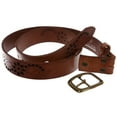 thumbnail image 3 of 1-1/4" Perforated Oval Embossed Casual Vintage Leather Jean Belt, 3 of 4