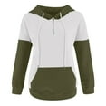 thumbnail image 5 of UAMVSH Women's Casual Hoodies Trendy Color Block Long Sleeve Drawstring Hooded Sweatshirts with Pockets 1/4 Zip Hooded Pullover Tops(X-Large,Army Green 2), 5 of 6