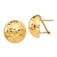 thumbnail image 1 of 14K Yellow Gold Hammered Omega Back Post Earrings, 1 of 2