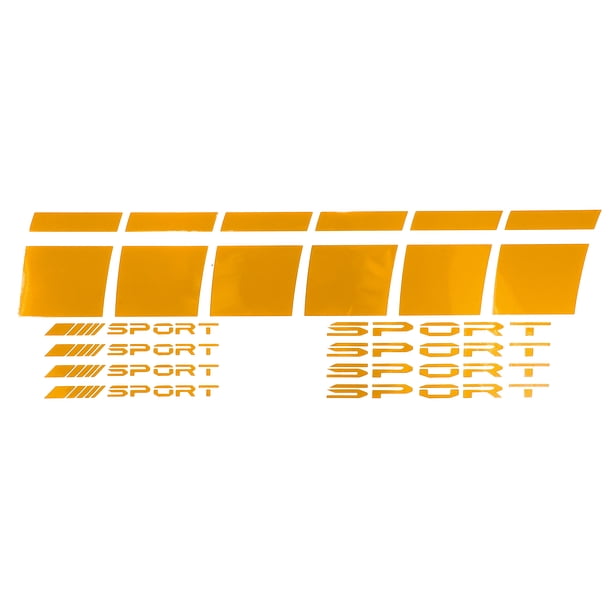 1 Juego de Tiras de Decal de Rueda Cuadrada Reflectante Calcomanías Amarillas PET