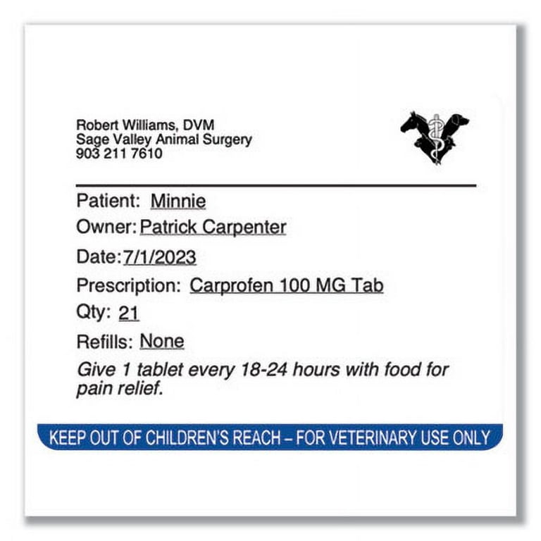 Veterinary Prescription Labels for LabelWriter Label Printers, 2.75 x 2.12, Black/White, 400 Labels/Roll, 6 Rolls/Pack Veterinary Prescription Labels for LabelWriter Label Printers, 2.75 x 2.12, Black/White, 400 Labels/Roll, 6 Rolls/Pack