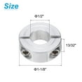 thumbnail image 2 of 4 Pack Double Split Clamp-On Shaft Collar 1/2" Bore Two-Piece Clamping Collar, 1-1/8" OD, 13/32" Thick, Aluminum, 2 of 6