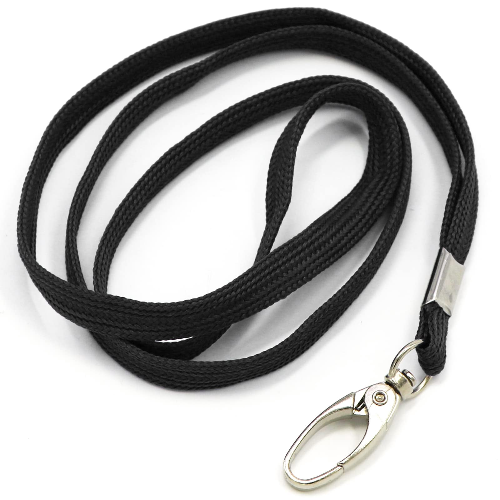 100 Pack Lanyards Bulk Black Lanyard For Office Id Badges Flat With Badge Clip Swivel Hook (100  Black)