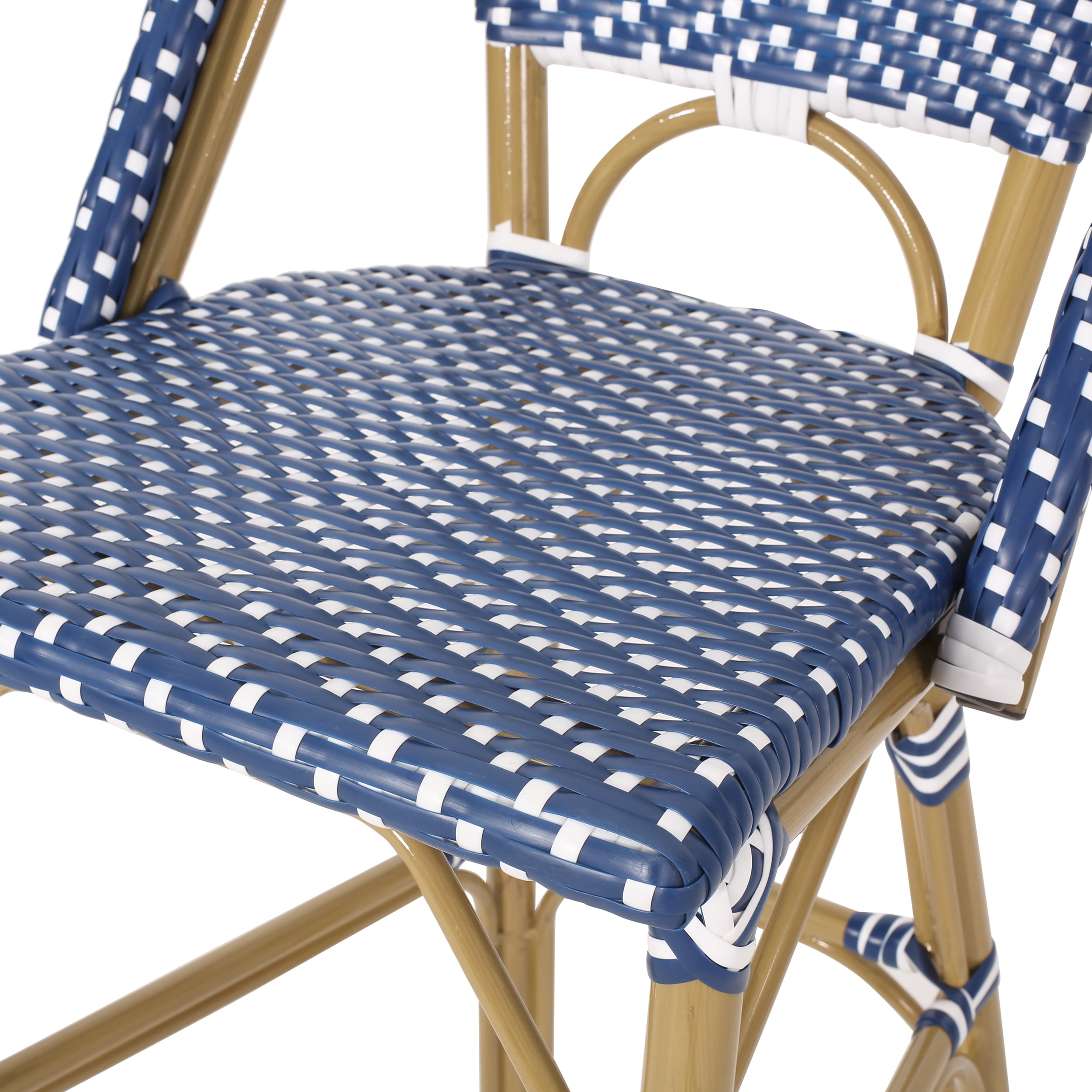 Noble House Gallia Outdoor Bar Stool - Dark Teal/White, 4 Pack