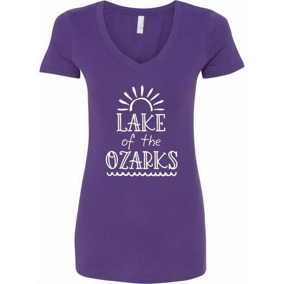 Inktastic Lake of the Ozarks Sun and Lake Women's V-Neck T-Shirt