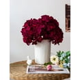 thumbnail image 3 of Silk Hydrangea Artificial Flowers Heads with Stems for Wedding Home Decor Pack of 6 (Purple), 3 of 5